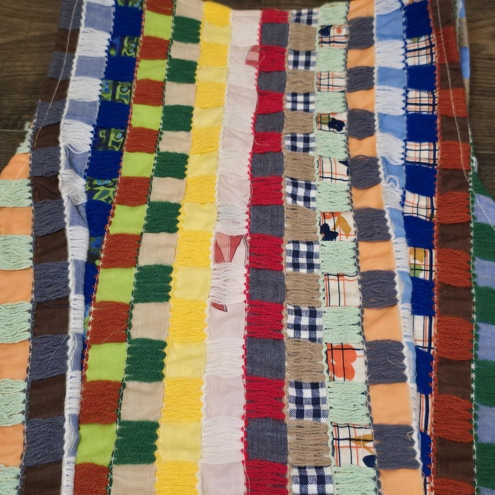 Vintage 70s Patchwork Boho Hippie‎ Festival Vest Women XS S Pearlsnap Lou Louis - Picture 7 of 13